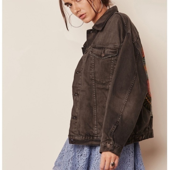 Ashbury Vintage Wash Black Embroidered Denim Jacket - Picture 13 of 13